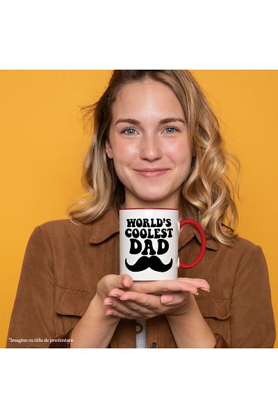 StoryGift Romania Mug with Text in English World's Coolest Dad, Mustache, With, STG.