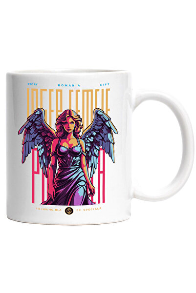 StoryGift Romania Cana Femeie Cu Aripi De Inger, Mesaj Motivational Fii Invin...