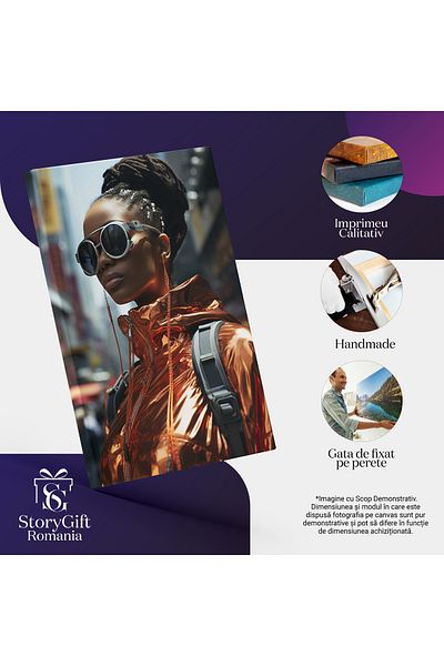 StoryGift Romania Tablou Canvas: Portret Stil Afro Auriu Costum, Divertisment, Ochelari, Accesoriu De Moda, Desi