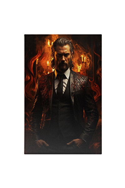 StoryGift Romania Tablou Canvas: Un Barbat Cu Barba La Costum - Flacari In Sp...