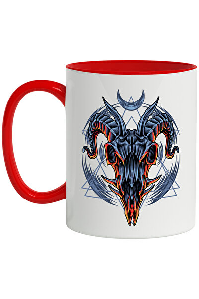 StoryGift Romania Cana Cu Craniu, Luna, Demon, Geometrie, Diavol, Coarne, Multicolor 330 Ml, Ceram, Cu ,stg