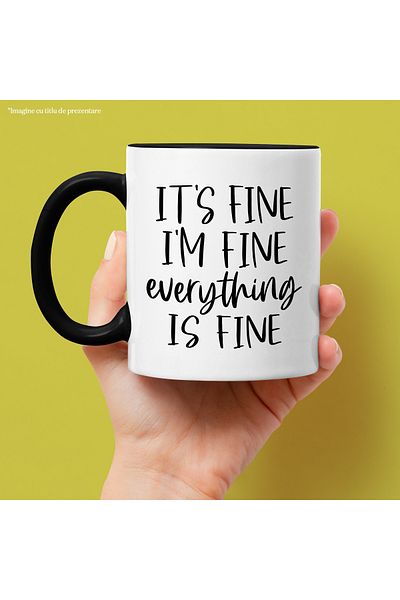 StoryGift Romania Mug for those who think everything is fine with Black Handle, Black Handle ST