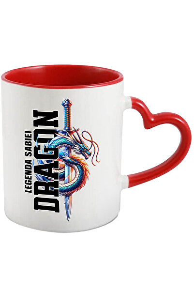 StoryGift Romania Cana Sabie Mituri Mistice Legenda Sabiei Dragon, 330ml, Ceramica Cu Maner Inima , Cu ,stg