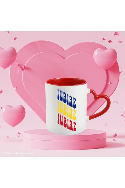 StoryGift Romania Mug The Word Love, in the Colors of the Romanian Flag, Red, Yellow, Blue, Te, Cu, STG.