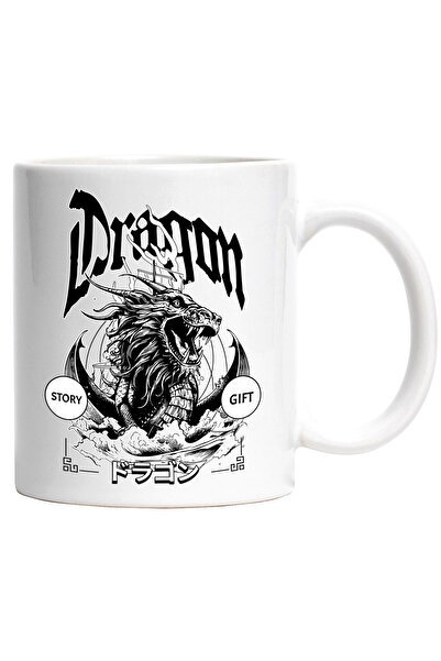 StoryGift Romania Cana Dragon Furios Pe Mare Animal Magic Basme, 330ml, Ceramic Cu Maner Alb, Cu Maner ,stg