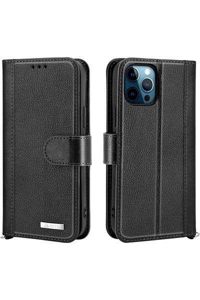 Lairtte flip case for iPhone 12/12 Pro, PU/TPU leather, black, 6.1 inches