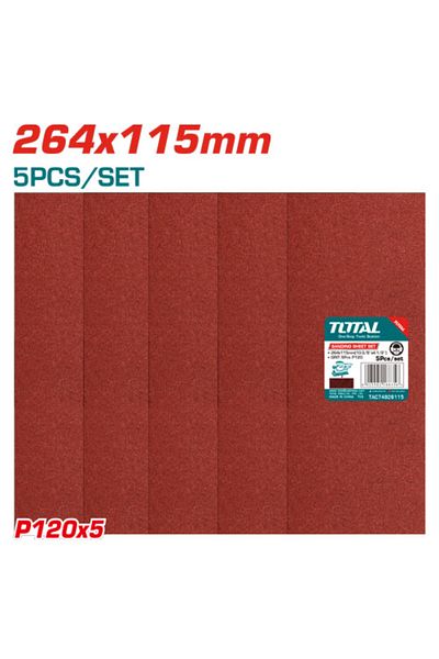 TOTAL Sandpaper Set 264x155mm 5pcs/set P120x5