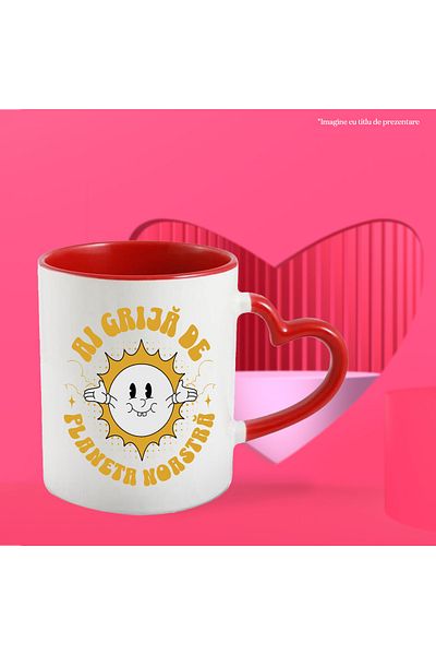 StoryGift Romania Mug take care of our planet cheerful sun pollution, 330ml, Ceramic with Handle I, With, STG