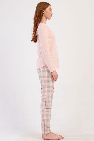VİENETTA Women's Long Sleeve Pink Pajama Set C9T2N0O014