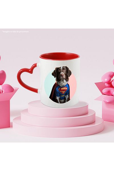 StoryGift Romania Superhero Dog Portrait Mug, Custom Superman Dog, Dog Lovers,, With ,STG.