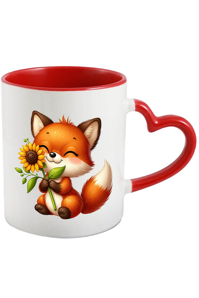 StoryGift Romania Cana Cu O Vulpita Vesela Care Tine O Floare | Ilustratie | ...