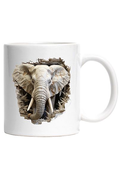 StoryGift Romania Cana Cu Elefant, Zid, Caramida, Pietre, Colti, Urechi, Multicolor 330 Ml, Cerami, Cu ,stg