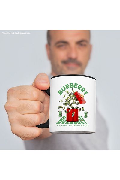 StoryGift Romania _Burberry_ Mug - Millionaire's Gift, 330ml, Ceramic with Black Handle, With Black Handle, STG