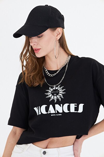 The Champ Clothing Жіноча комфортна футболка з принтом Vacanses з 100% бавовни