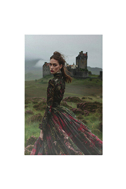 StoryGift Romania Tablou Canvas: Femeie În Grădina Castelului Medieval În Roc...