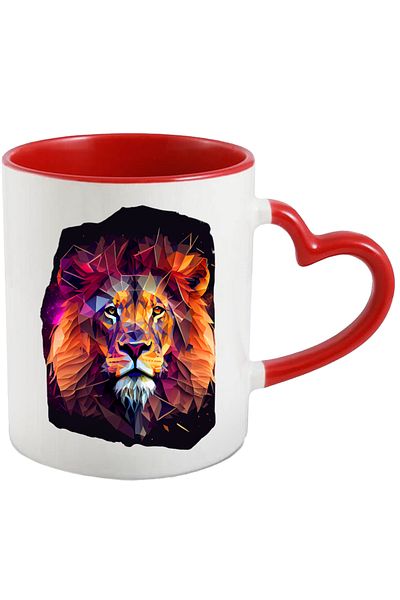 StoryGift Romania Cana Cu Cap De Leu, Arta Abstracta, Spatiu, Geometric, Multicolor 330 Ml, Cerami, Cu ,stg