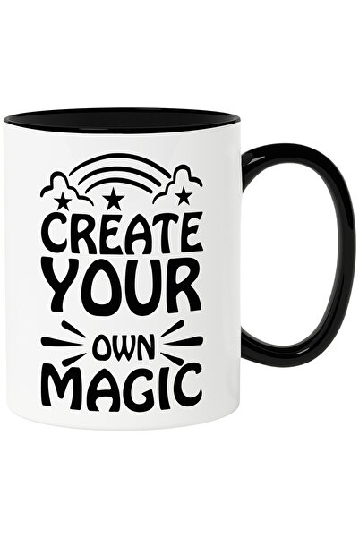 StoryGift Romania Cana Cu Mesajul Care Te Indeamna Sa Iti Creezi Propria Magie Cu Maner Negru, Cu Maner,stg