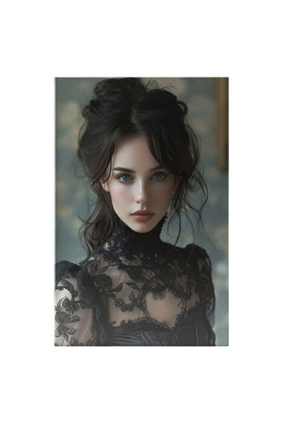 StoryGift Romania Tablou Canvas: Femeie Gotică Îmbrăcată În Negru Cu Dantelă-...