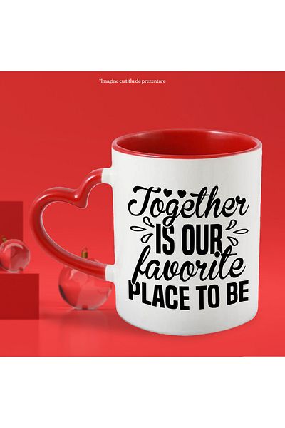 StoryGift Romania Heart mug with the message "Together is our favorite place to be, With ,STG