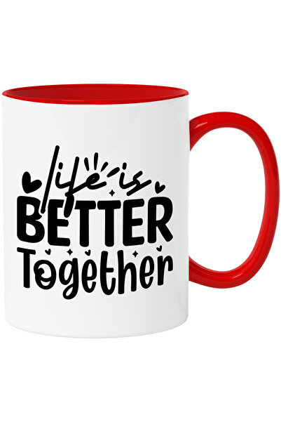 StoryGift Romania Cana Cu Inimioare Si Textul In Engleza "life Is Better Toge...
