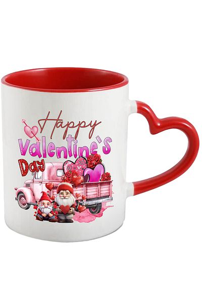 StoryGift Romania Mug with 2 dwarfs and a car loaded with hearts and roses with the message "Ha, Cu,STG"