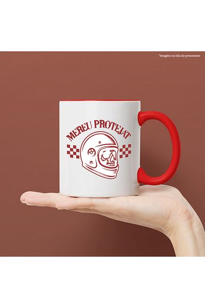 StoryGift Romania Cana Mereu Protejat Craniu Cu Casca Siguranta Viteza , 330ml, Ceramic Cu Maner R, Cu ,stg