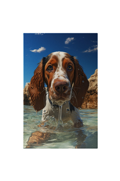 StoryGift Romania Tablou Canvas: Portret Caine Close-up Beagle In Apa Turcoaz...