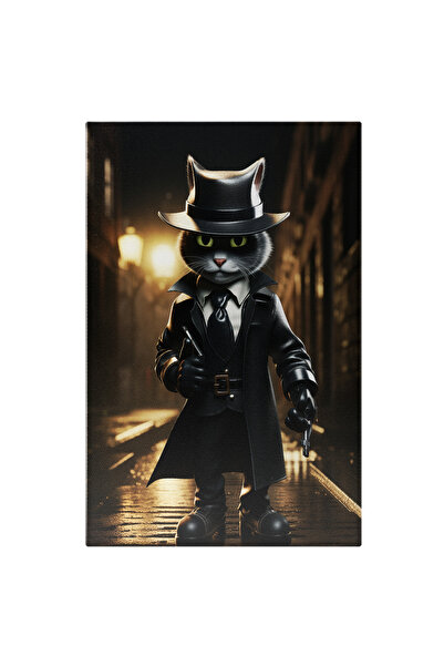 StoryGift Romania Tablou Canvas: Pisic Agent Pisoi Misterios Pe Strada Intune...