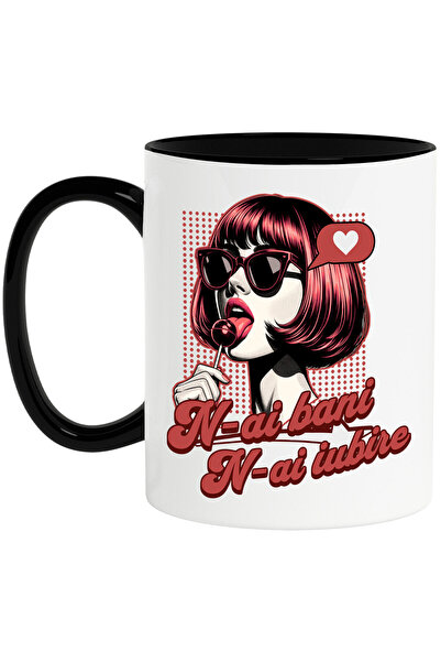 StoryGift Romania Cana Cu Fata Stil Retro Cu Acadea Si Ochelari De Soare Text...