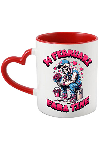 StoryGift Romania Cana Cu Schelete Cu Buchet De Flori Trist Text 14 Februarie Fara Tine Dragoste, , Cu ,stg