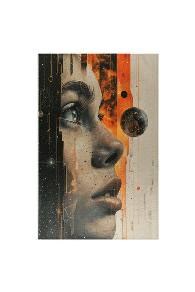 StoryGift Romania Tablou Canvas Fragment De Chip Feminin Ochii Ce Caută Finalitate Geometrie Stelară Și Planete ,