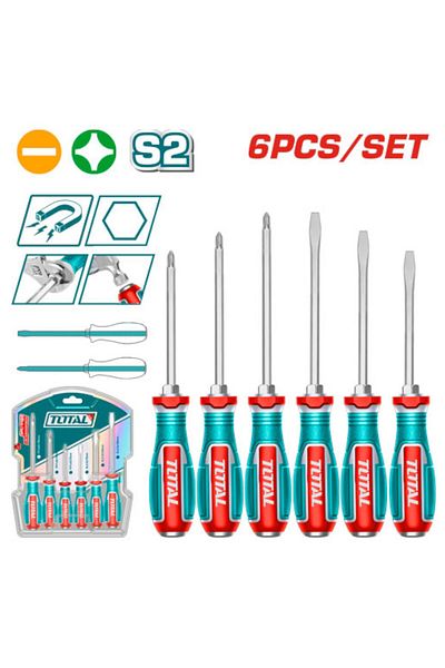 TOTAL 6pcs/set Ratcheting Screwdriver Set Regular/Cross