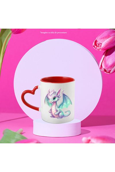 StoryGift Romania Mug with a playful baby dragon | illustration | shiny body | scales | galaxies, With ,STG