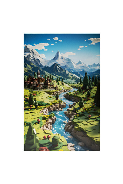 StoryGift Romania Tablou Canvas: View Panoramic Pajiste La Munte Iarba Verde ...