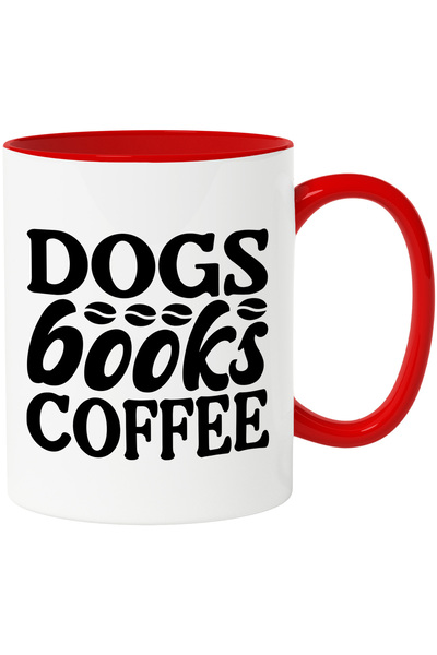 StoryGift Romania Cana Cu Textul "dogs, Books, Coffee" - Caini Carti Cafea Cu...