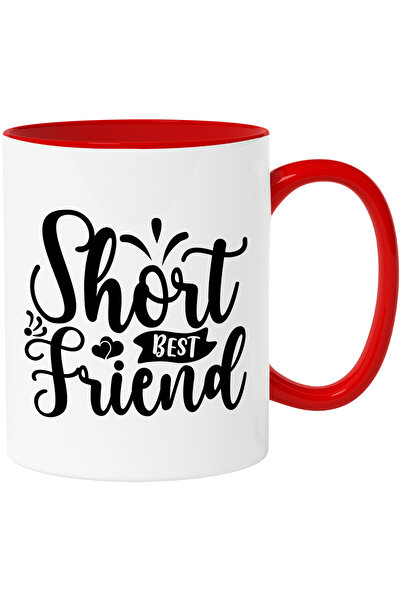 StoryGift Romania Cana Cu Inimioare Pentru Cea Mai Buna Prietena Scunda Cu Maner Rosu, Cu Maner Rosu St,stg