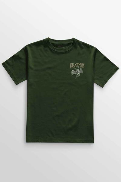 Kretas Unisex kaki T-shirt Led Zeppelin padajući anđeo rok muzika minimalna p...