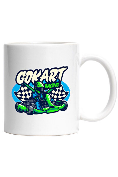 StoryGift Romania Cana Cu Mesaj Gokart Racing, Cursa, Steag, Sofer, Masina, Multicolor 330 Ml, Cer, Cu ,stg