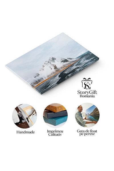 StoryGift Romania Tablou Canvas - Plaja Cu Nisip Negru, Islanda Si Fotografie Din Drone