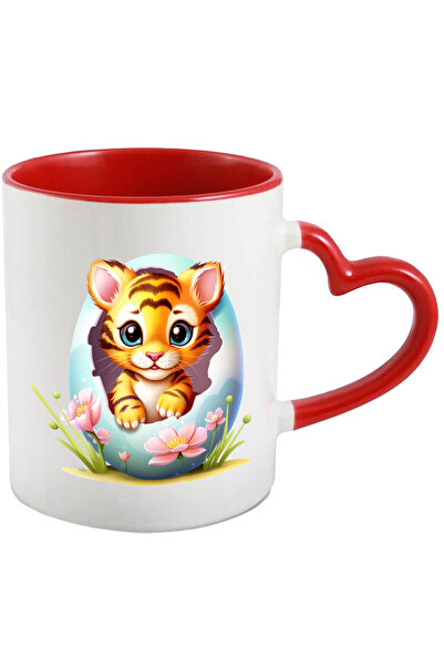 StoryGift Romania Cana Cu Un Pui De Tigru Care Iese Dintr-un Ou Spart | Ilust...