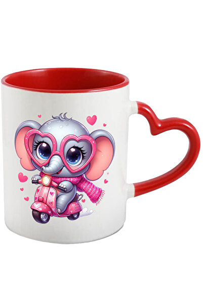 StoryGift Romania Cana Cu Un Elefant Care Se Plimba Cu Scuterul | Ilustratie | Inimioare | Fular |, Cu ,stg