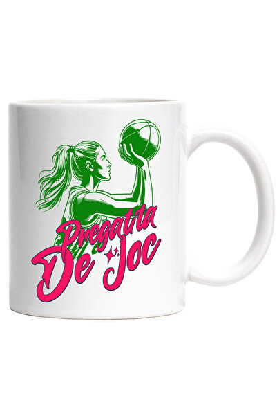 StoryGift Romania Cana Cu Femeie Sportiva Jucatoare De Baschet Meci Minge Cos...