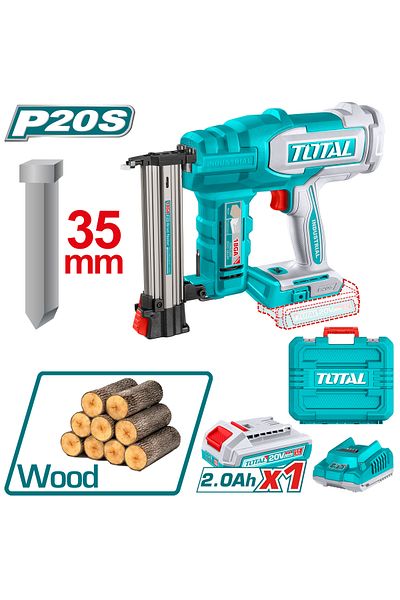 TOTAL 20V 35mm Battery Nail Gun Plastic Bag with Battery and Charger