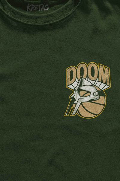 Kretas Μπλουζάκι Unisex Χακί Mf Doom Μπάσκετ Hip Hop Mask Μίνιμαλ μπλουζάκι με στάμπα μπροστά