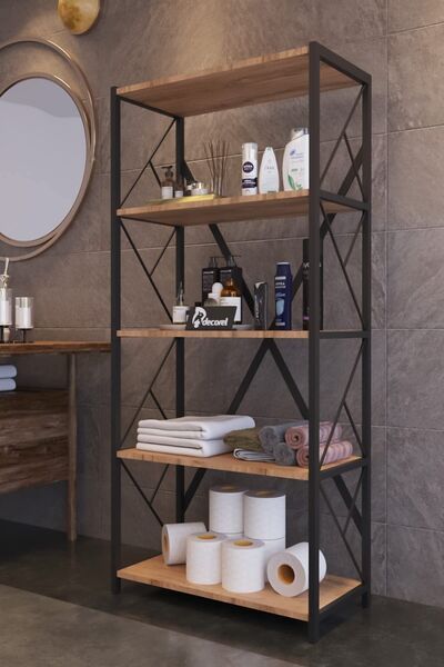 Morpanya Moni Metal Banyo Rafı Ünite 5 Raflı Banyo Düzenleyici Raf  Havlu Rafı Havluluk 150 cm