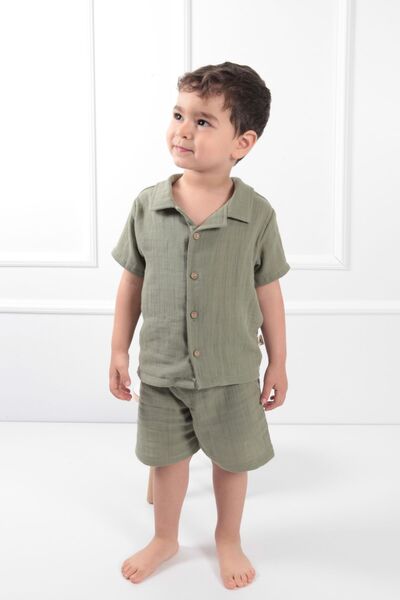 Cuckoo Cotton Boy's Muslin Collar Suit with Shorts