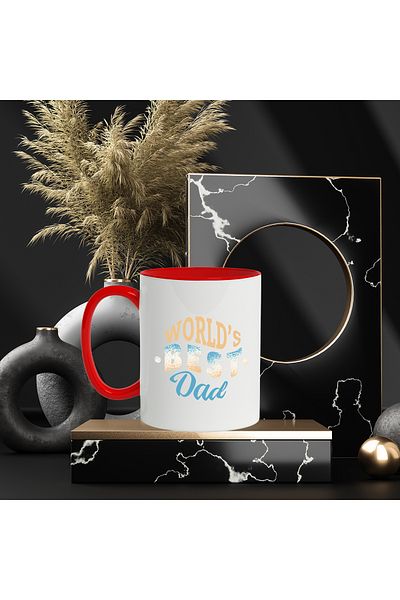 StoryGift Romania Mug With Message In English World's Best Dad, Polka Dots, Father, Parent, Multicolor 330, With ,STG.
