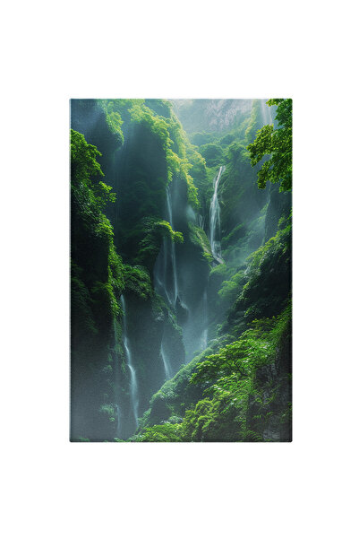 StoryGift Romania Tablou Canvas: Cascadele Infinite Din Munții Înverziți Pomi Și Stânci Ape Curgătoare Proaspete