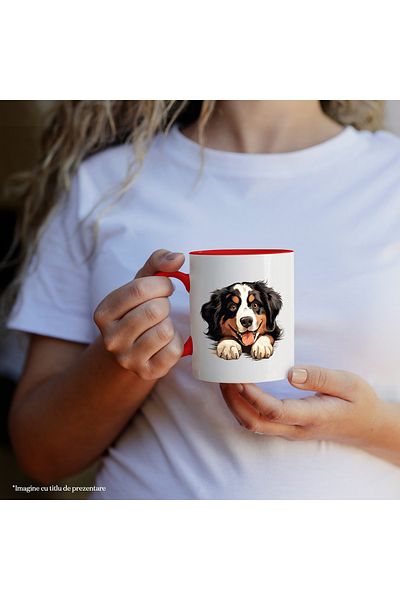 StoryGift Romania Mug with a happy puppy | smiling | paws | claws | energetic | wants to play, With ,STG