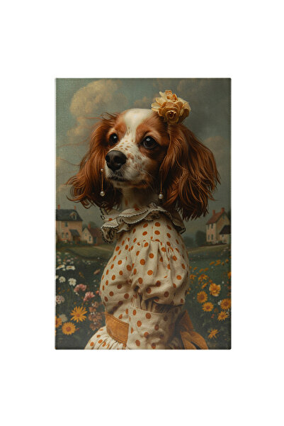 StoryGift Romania Tablou Canvas: Câine Umanizat Îmbrăcat În Rochie Cu Buline-...